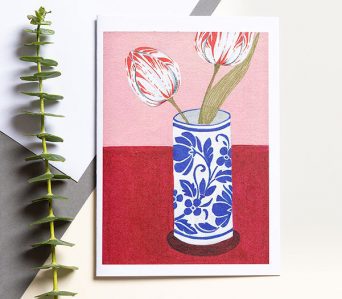 Pink Tulips, Card by Tea Lautala Graham