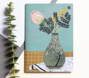 Pink Tulip and Mimosa, Card by Tea Lautala Graham