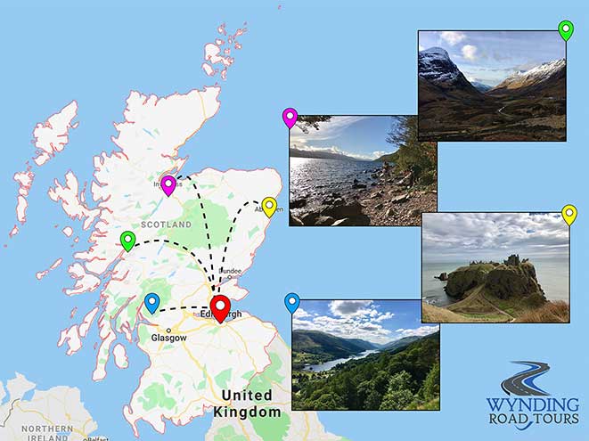 Photo collage of Wynding Road Tours areas